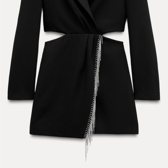 ZARA Cut Out Beaded Jumpsuit in Black Size Medium New With Tags | 0023/536/800 - Picture 5 of 12